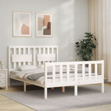 Bed Frame without Mattress White Double Solid Wood Pine 3192402