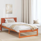 Bed Frame with Headboard Wax Brown 100 x 200 cm Solid Pine Wood 873288