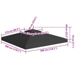 2-Tier Gazebo Top Cover 310 g/m² 3x3 m Black 312072