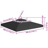 2-Tier Gazebo Top Cover 310 g/m² 3x3 m Black 312072