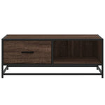 ZNTS Coffee Table Brown Oak 90x57x35 cm Engineered Wood and Metal 848758