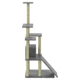 Cat Tree with Sisal Scratching Posts Light Grey 155 cm 171516