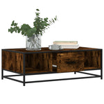 ZNTS Coffee Table Smoked Oak 100x57x35 cm Engineered Wood and Metal 848761