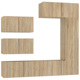 6 Piece TV Cabinet Set Sonoma Oak Engineered Wood 3114552