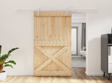 Sliding Door Natural and White 90 x 210 cm Solid Pine Wood 3444966