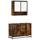 2 Piece Bathroom Furniture Set Smoked Oak Engineered Wood 3300922