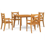 ZNTS 5 Piece Garden Dining Set Solid Wood Acacia 3058002