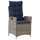 5 Piece Garden Dining Set with Cushions Grey Poly Rattan 3213308