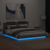 ZNTS Bed Frame with LED without Mattress Grey Sonoma 160x200 cm 3210001