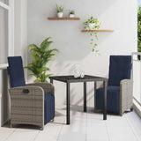 Garden Dining Set with Cushion 3 pcs Grey Poly Rattan 3380358