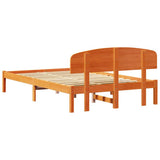 Bed Frame with Headboard Wax Brown 120 x 190 cm Solid Pine Wood 872076