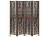 Room Divider 4 Panels Dark Brown Solid Wood Paulownia 358660