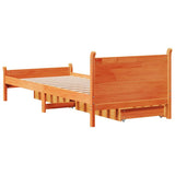 Bed Frame without Mattress Wax Brown 75x190 cm Small Single Solid Wood Pine 3309796