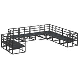 Garden Sofa Set with Cushion Black Aluminium 3378882