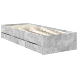 Bed Frame with Drawer Concrete Grey 75 x 190 cm Engineer Wood 3412647