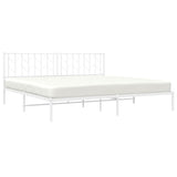 Metal Bed Frame without Mattress with Headboard White 200x200cm 374493