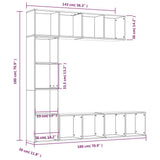 3 Piece Book/TV Cabinet Set Grey Sonoma 180x30x180 cm 3152714