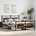 Bed Frame without Mattress Smoked Oak 150x200 cm King Size Engineered Wood 4106763