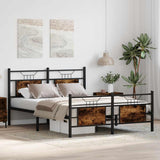 Bed Frame without Mattress Smoked Oak 150x200 cm King Size Engineered Wood 4106763
