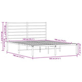 Metal Bed Frame without Mattress with Headboard White 140x190cm 352368