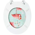 ZNTS WC Toilet Seats with Lid 2 pcs MDF Flamingo Design 3056405