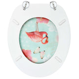 ZNTS WC Toilet Seats with Lid 2 pcs MDF Flamingo Design 3056405