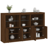 Sideboard with LED Lights Brown Oak 162x37x100 cm 3209148