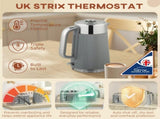 Electric Stainless Steel Kettle and Toaster Set, 3000W 1.7L UK Strix Thermostat Fast Boil Kettle w/ T3398P378836