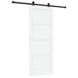 Sliding Door White and Black 83 x 202 cm Solid Pine Wood 3445452