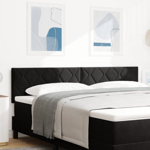 ZNTS LED Headboard Diamond Blocks Design Black 180 cm Velvet 3338248