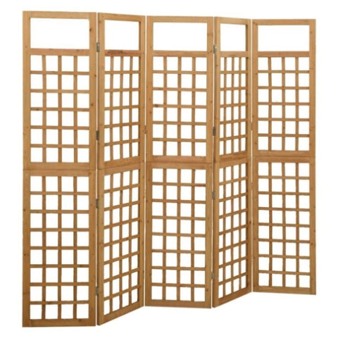 5-Panel Room Divider/Trellis Solid Fir Wood 201.5x180 cm 316480