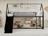 Stylish Metal Frame Loft Bed with Fun Slide & Safety Rails Space-Saving Design with Playful House W3987P506377