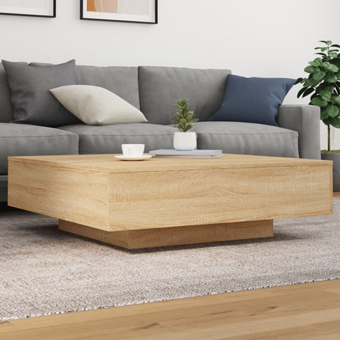 ZNTS Coffee Table with LED Lights Sonoma Oak 100x100x31 cm 836604