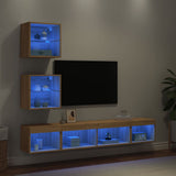 5 Piece TV Wall Units with LED Sonoma Oak Engineered Wood 3216699