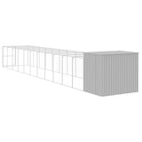 Dog House with Run Light Grey 214x1273x181 cm Galvanised Steel 3189142