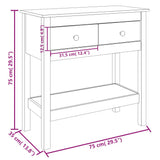 Console Table White 75x35x75 cm Solid Wood Pine 814620