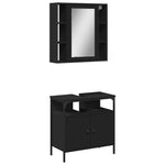 ZNTS 2 Piece Bathroom Furniture Set Black Engineered Wood 3214715
