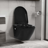Wall Hung Toilet with Concealed Cistern Ceramic Black 3054478