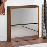 Shoe Cabinet with Mirror 2-Layer Brown Oak 63x17x67 cm 342634
