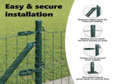 Fence Post with Concrete Base 52 pcs Green Powder-Coated Steel 3350218