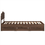 Bed Frame with Drawer Brown Oak 100 x 200 cm Engineer Wood 3413039