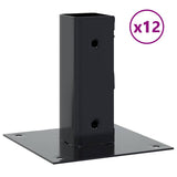 Post Bases Square 12 pcs Anthracite 51x51 mm Powder-coated Steel 42000021