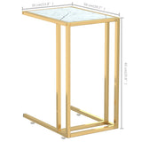 Computer Side Table White Marble 50x35x65 cm Tempered Glass 331648