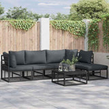 Garden Sofa Set with Cushion 6 pcs Black Aluminium 3378863