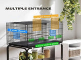 Bird Cage with Divider, 4 Wooden Perches, Slide Out Tray, 4 Feeders, for Budgie, Lovebird, Canary, T3398P376234