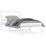 Metal Bed Frame without Mattress with Headboard White 100x200cm 376270