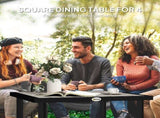 Square Garden Dining Table with 5.4cm Parasol Hole, Slatted Top, Metal Frame, 86 x 86 x 71 cm, Light T3398P322120