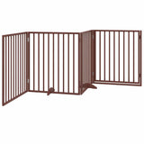 Dog Gate with Door Foldable 4 Panels Brown 320 cm Poplar Wood 352203