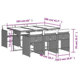 Garden Dining Set Grey PE Rattan 7 Piece Removable Covers 3211088