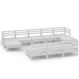10 Piece Garden Lounge Set White Solid Wood Pine 3083365